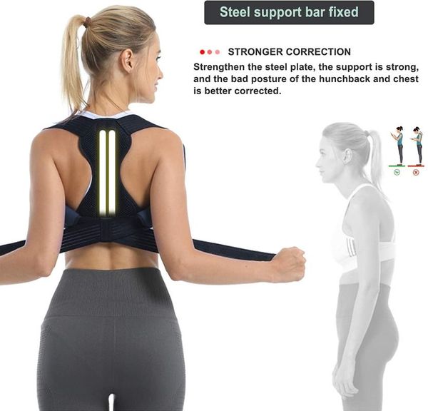back support men&women posture corrector belt clavicle spine lumbar brace corset correction sslouching trainer, Black;blue
back support men&women posture corrector belt clavicle spine lumbar brace corset correction sslouching trainer, Black;blue
