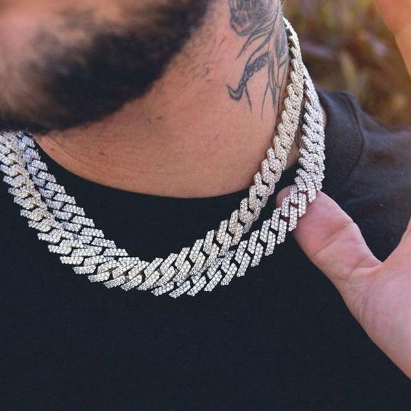 chains 12mm hip hop full zircon 18k gold plated necklace 210324-87, Silver 
chains 12mm hip hop full zircon 18k gold plated necklace 210324-87, Silver