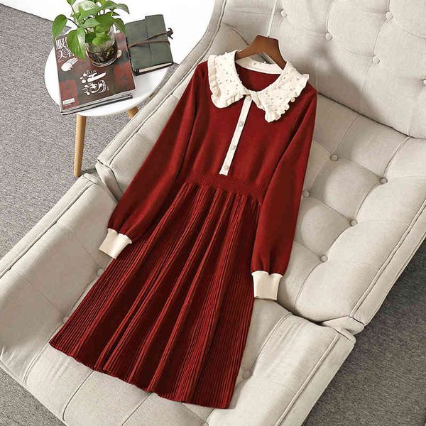 casual dresses fall winter long sleeve peter pan neck black / red contrast color knitted beaded knee-length dress elegant nd03201 tcwb, Black;gray
casual dresses fall winter long sleeve peter pan neck black / red contrast color knitted beaded knee-length dress elegant nd03201 tcwb, Black;gray