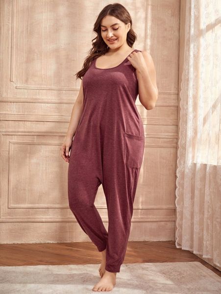 plus pocket side sleep jumpsuit w9j3#, Black;white 
plus pocket side sleep jumpsuit w9j3#, Black;white