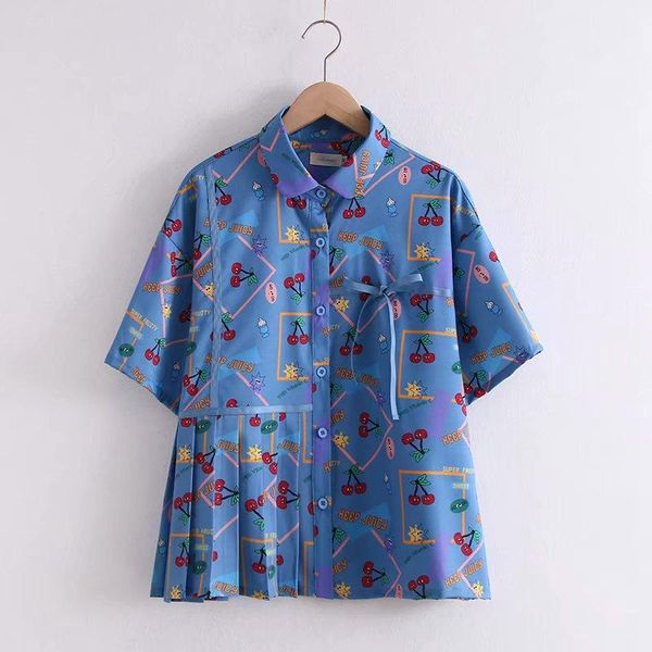 women's blouses & shirts 2021 summer women japanese mori girl sweet bow cherry printed pleated patchwork short sleeve blouse female bl, White
women's blouses & shirts 2021 summer women japanese mori girl sweet bow cherry printed pleated patchwork short sleeve blouse female bl, White