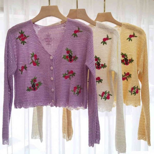 spring autumn women's cardigan retro flower embroidery sweater korean short gd252 210506, White
spring autumn women's cardigan retro flower embroidery sweater korean short gd252 210506, White