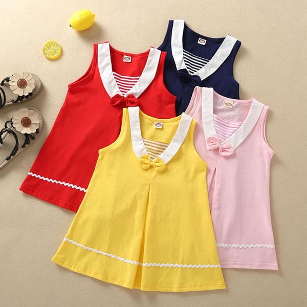 girl's dresses baby girl casual clothing toddler kids girls bow tie striped princess dress solid color sundress vestidos, Red;yellow
girl's dresses baby girl casual clothing toddler kids girls bow tie striped princess dress solid color sundress vestidos, Red;yellow