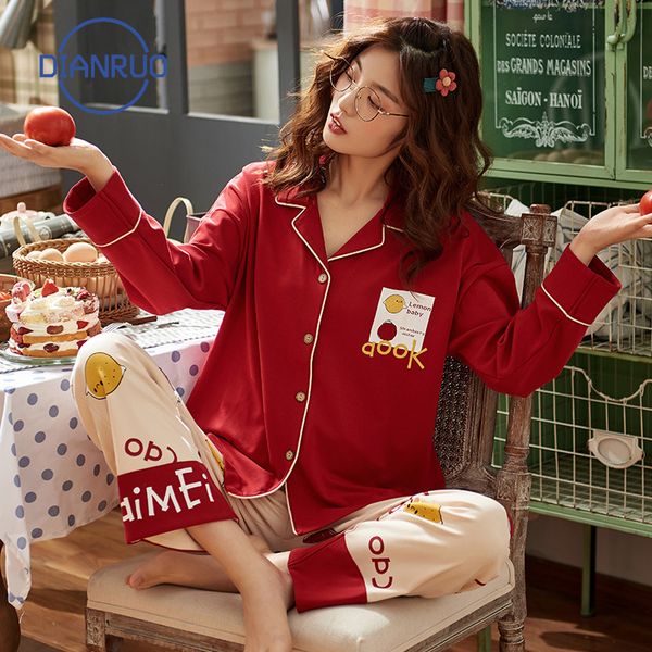 dianruo new soft ladies pajamas home suit cotton long-sleeved trousers cardigan print dots printed women girl sleepwear r612, Black;red
dianruo new soft ladies pajamas home suit cotton long-sleeved trousers cardigan print dots printed women girl sleepwear r612, Black;red