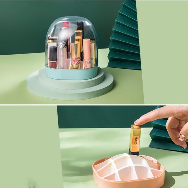 transparent lipstick organizer storage box 16 grid acrylic cosmetic jewelry nail with lid dust-proof boxes & bins