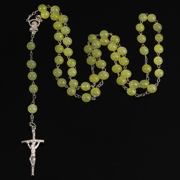 24pcs/8mm imitation jade beads jesus christ cross pendant long chain male and female virgin mary christian fashion jewelry rosary necklace, Silver
24pcs/8mm imitation jade beads jesus christ cross pendant long chain male and female virgin mary christian fashion jewelry rosary necklace, Silver