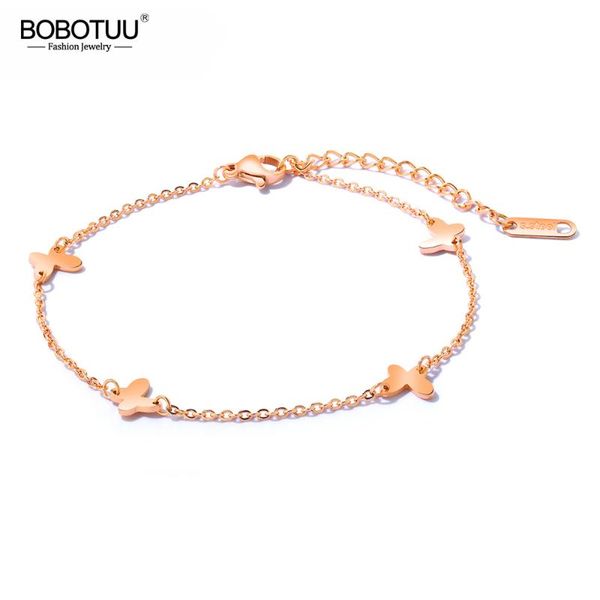 anklets bobotuu fashion rose gold butterfly bracelet for women dull polish stainless steel retro girl anklet jewelry ba19042, Red;blue
anklets bobotuu fashion rose gold butterfly bracelet for women dull polish stainless steel retro girl anklet jewelry ba19042, Red;blue