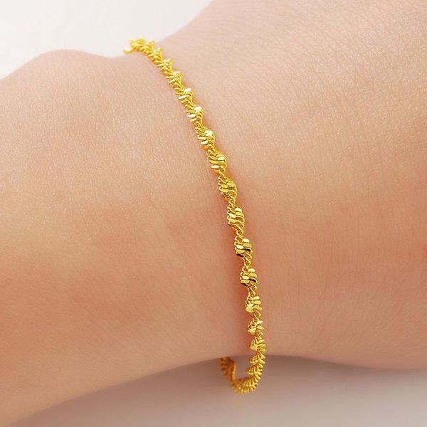 link, chain 24k gold-color 4mm water ripple bracelets jewelry for women gift, Black
link, chain 24k gold-color 4mm water ripple bracelets jewelry for women gift, Black