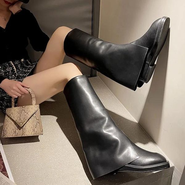 boots knee-length leather boots, black round-toed trousers retro slim knight women's fashionable all-match
boots knee-length leather boots, black round-toed trousers retro slim knight women's fashionable all-match