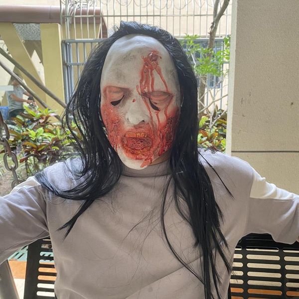 other event & party supplies 2021 selling halloween horror helmet scary mask zombie-bad face ghost creepy black long wig