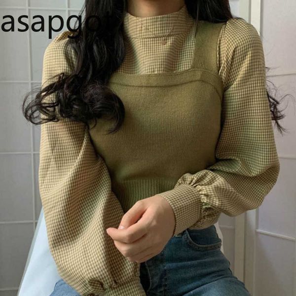 korean chic women elegant sets half turtleneck puff long sleeve pullover blouse + slim knitted short vest fahsion suits 210610, White
korean chic women elegant sets half turtleneck puff long sleeve pullover blouse + slim knitted short vest fahsion suits 210610, White