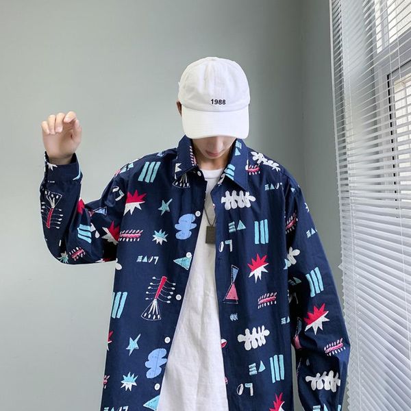 men's casual shirts 2021 autumn and winter wear trend korean version of personality print graffiti loose solid color thin section shirt, White;black
men's casual shirts 2021 autumn and winter wear trend korean version of personality print graffiti loose solid color thin section shirt, White;black