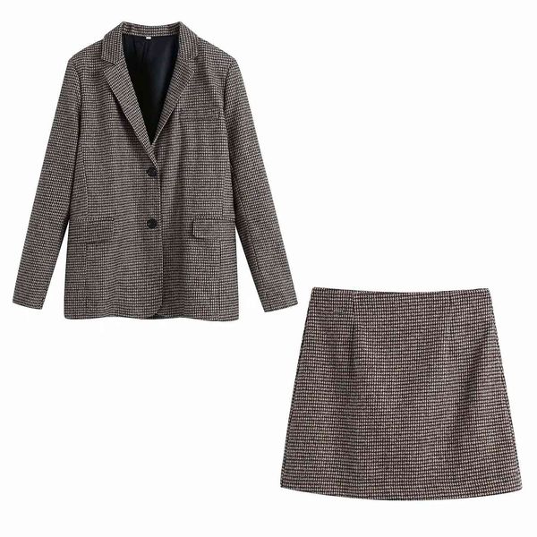 women 2 piece set checked casual blazer & high-waist mini skirts ensemble blazer veste et jupe femme 210420, White
women 2 piece set checked casual blazer & high-waist mini skirts ensemble blazer veste et jupe femme 210420, White