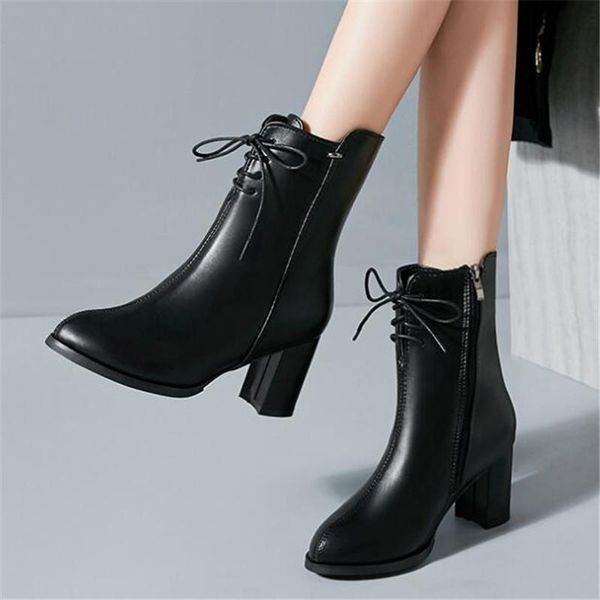 boots autumn winter women pointed toe motorcycle female fashion 7cm high heel mature vintage zipper casual lady booties, Black
boots autumn winter women pointed toe motorcycle female fashion 7cm high heel mature vintage zipper casual lady booties, Black