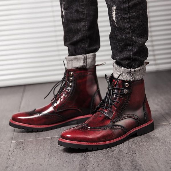 boots men's casual party nightclub dresses carved brogues genuine leather shoes lace-up bullock boot ankle botas hombre zapatos, Black
boots men's casual party nightclub dresses carved brogues genuine leather shoes lace-up bullock boot ankle botas hombre zapatos, Black