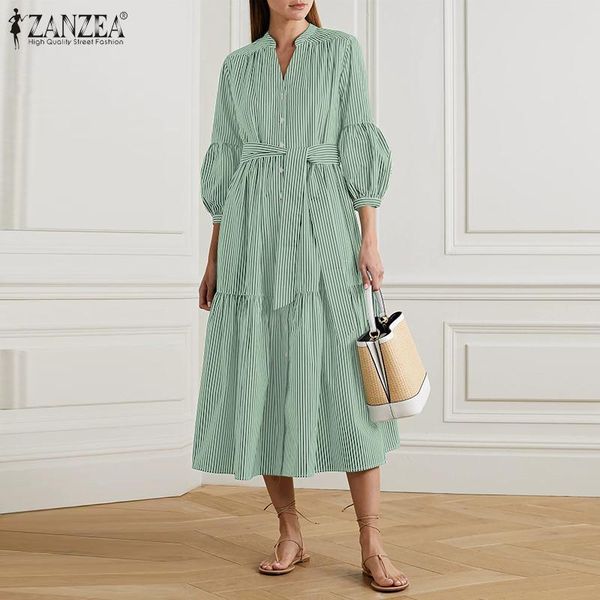 summer elegant women v neck lantern sleeve striped dress casual sundress female ol work long vestidos belted kaftan robe dresses, Black;gray
summer elegant women v neck lantern sleeve striped dress casual sundress female ol work long vestidos belted kaftan robe dresses, Black;gray
