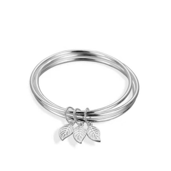 bangle three birth iii bracelet female rings leaves delicate white copper plated silver birthday present, Black
bangle three birth iii bracelet female rings leaves delicate white copper plated silver birthday present, Black