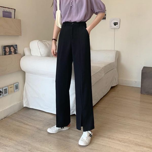 women's pants & capris 2191 high-waisted slim black wide-leg suit casual with front slit drape, Black;white
women's pants & capris 2191 high-waisted slim black wide-leg suit casual with front slit drape, Black;white