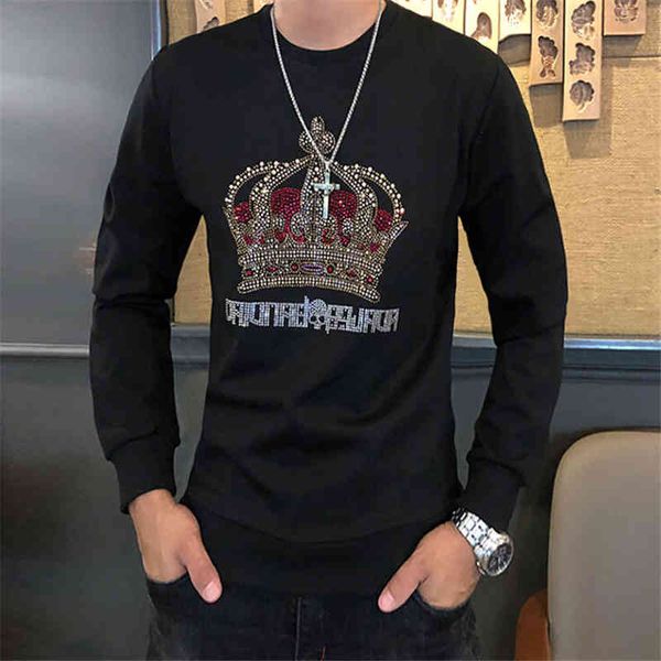 hoodie fall and winter european roman cotton men's crown diamond round neck body-building tide fashion hoodies, Black
hoodie fall and winter european roman cotton men's crown diamond round neck body-building tide fashion hoodies, Black