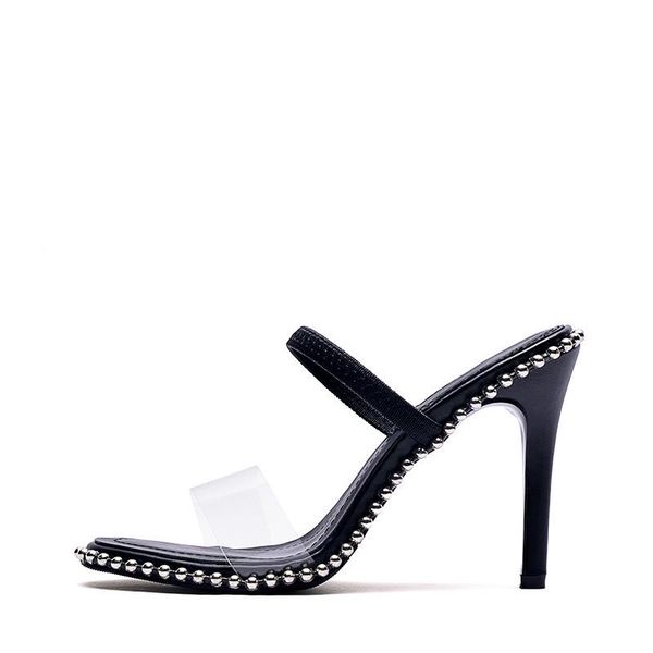 black pvc lady heels sandals rivets open toe dress slippers shoes slip-on rome style woman summer
black pvc lady heels sandals rivets open toe dress slippers shoes slip-on rome style woman summer