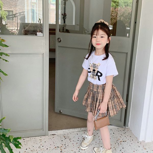 kids clothes designer baby girls clothing sets girl suit summer cartoon bear t shirt plaid skirts 2pcs set children outfits, White
kids clothes designer baby girls clothing sets girl suit summer cartoon bear t shirt plaid skirts 2pcs set children outfits, White