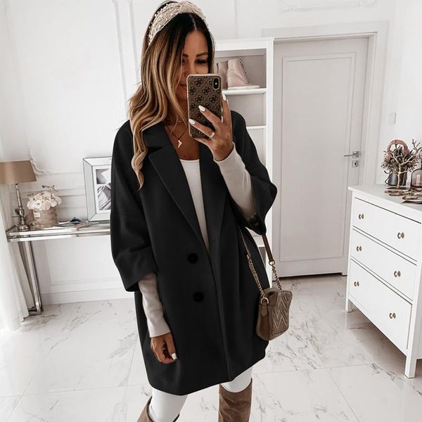 women's wool & blends women autumn loose woolen coats winter casual three quarter sleeve single breasted coat outwear 2xl long overcoat, Black
women's wool & blends women autumn loose woolen coats winter casual three quarter sleeve single breasted coat outwear 2xl long overcoat, Black