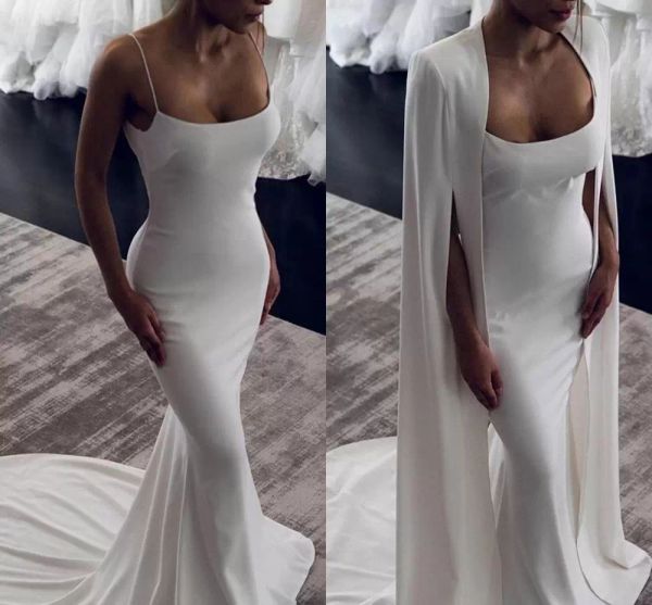 2022 modest mermaid wedding dresses bridal gown spaghetti straps with jacket satin sweep train custom made plus size backless beach garden v, White
2022 modest mermaid wedding dresses bridal gown spaghetti straps with jacket satin sweep train custom made plus size backless beach garden v, White