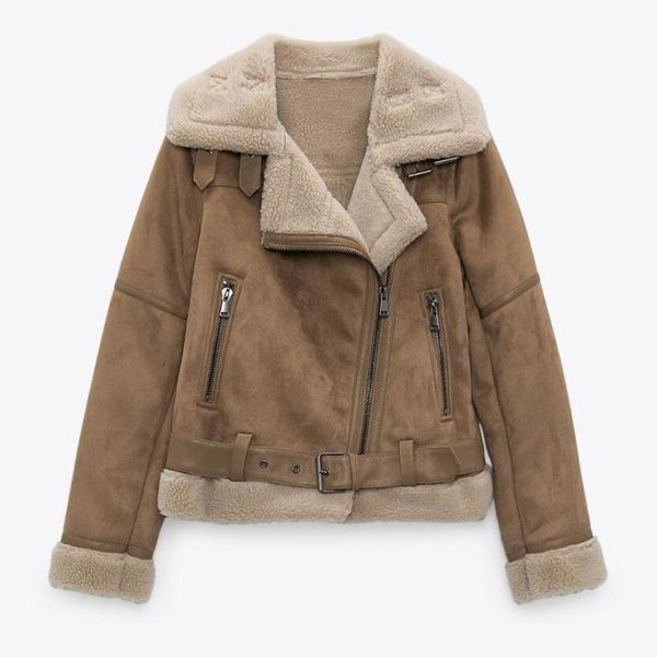 women's leather & faux winter suede jackets women fur casual jacket with belts thick warm lambwool coat lady oversize motorcycle wind, Black
women's leather & faux winter suede jackets women fur casual jacket with belts thick warm lambwool coat lady oversize motorcycle wind, Black