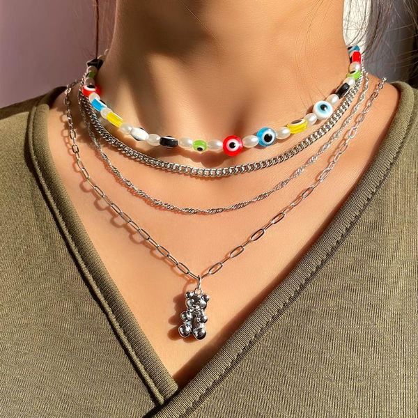 chains fashion multi layer cartoon bear glass evil eye beaded necklace for women irregular pearl beads chain necklaces jewelry gift, Silver
chains fashion multi layer cartoon bear glass evil eye beaded necklace for women irregular pearl beads chain necklaces jewelry gift, Silver