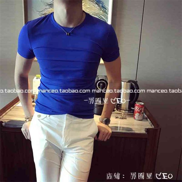 british summer solid color elastic t-shirt simple slim short sleeve t-shirt men's korean version versatile bottoming shirt trend, White;black
british summer solid color elastic t-shirt simple slim short sleeve t-shirt men's korean version versatile bottoming shirt trend, White;black