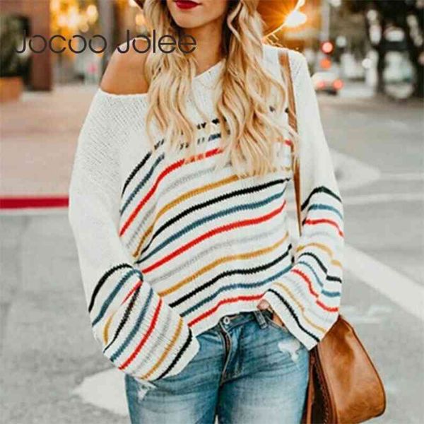 elegant colorful striped knitted sweater autumn casual long sleeve loose pullovers slash neck knit cropped 210416, White;black
elegant colorful striped knitted sweater autumn casual long sleeve loose pullovers slash neck knit cropped 210416, White;black