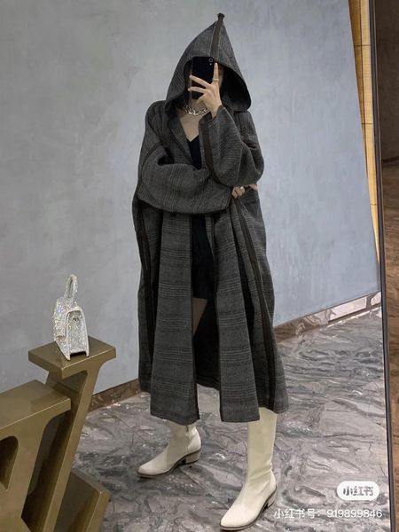 women's wool & blends 2021 fall winter women wollen trench blend coat plaid tweed long sleeve hooded collar jacket, Black
women's wool & blends 2021 fall winter women wollen trench blend coat plaid tweed long sleeve hooded collar jacket, Black