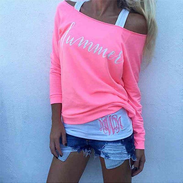 fashion women pink letter blouse cotton ladies spring autumn loose casual long sleeve off shoulder strap, White
fashion women pink letter blouse cotton ladies spring autumn loose casual long sleeve off shoulder strap, White