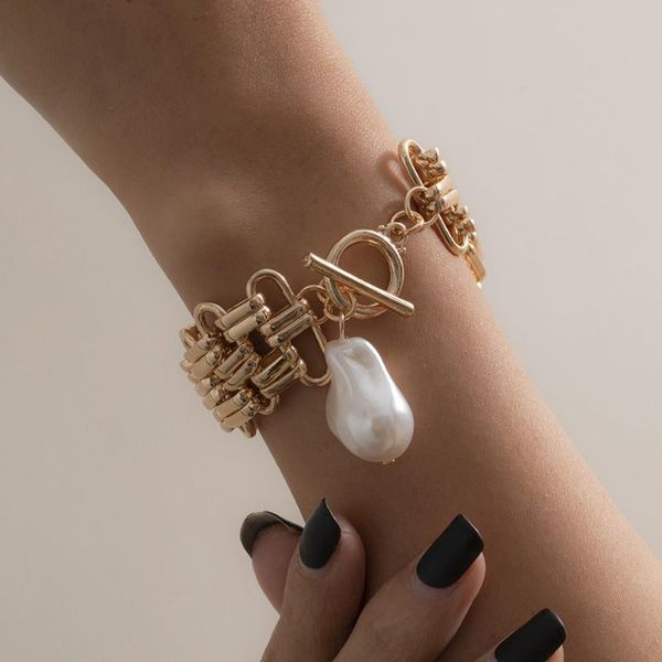 link, chain diezi exaggerated punk geometric baroque imitation pearl bracelet vintage bohemian gold silver color wide sets, Black
link, chain diezi exaggerated punk geometric baroque imitation pearl bracelet vintage bohemian gold silver color wide sets, Black