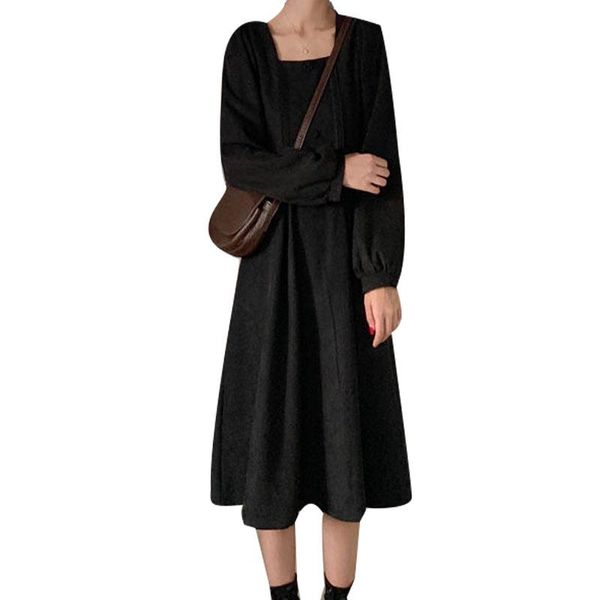 women's spring autumn style dress lace up square neck long sleeve solid color korean elegant ss3661 casual dresses, Black;gray
women's spring autumn style dress lace up square neck long sleeve solid color korean elegant ss3661 casual dresses, Black;gray
