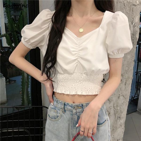 women's blouses & shirts women v-neck pleated short puff sleeve sweet girls solid leisure stretchy waist elegant ladies crop stylish, White
women's blouses & shirts women v-neck pleated short puff sleeve sweet girls solid leisure stretchy waist elegant ladies crop stylish, White