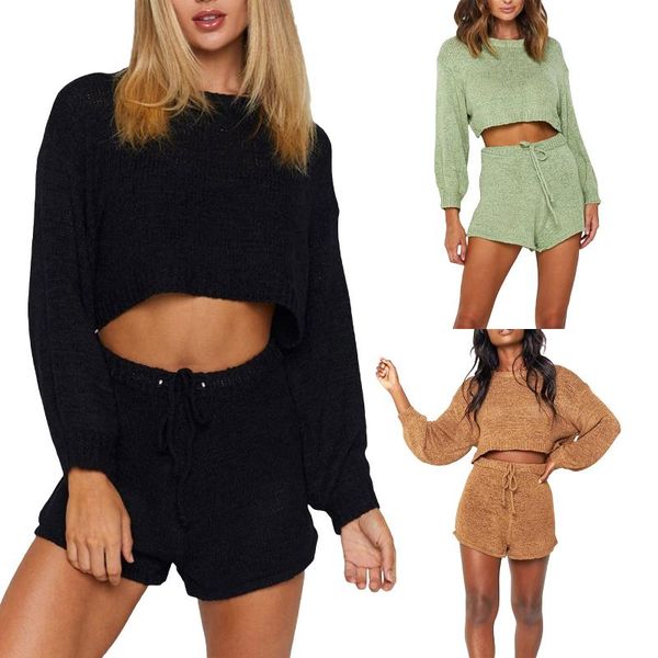women's tracksuits 2 pcs women solid color outfits,autumn fashion adults long sleeve round neck crop +shorts with drawstring outfits, Gray
women's tracksuits 2 pcs women solid color outfits,autumn fashion adults long sleeve round neck crop +shorts with drawstring outfits, Gray