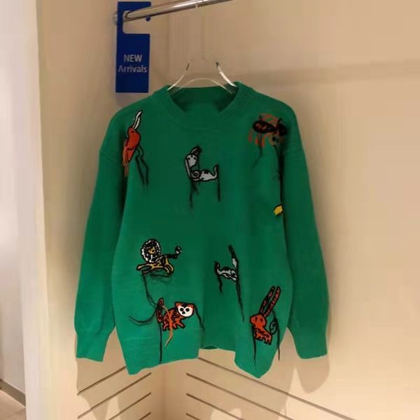 21 early autumn new gu + knitted small animal wool sweater couple's style age reduction and thin, Black;gray
21 early autumn new gu + knitted small animal wool sweater couple's style age reduction and thin, Black;gray