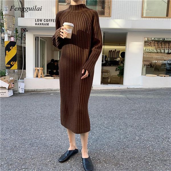 women's sweaters beige knitted long sleeve sweater dress for women 2021 korean casual autumn winter warm dresses female jumper vestidos, White;black
women's sweaters beige knitted long sleeve sweater dress for women 2021 korean casual autumn winter warm dresses female jumper vestidos, White;black