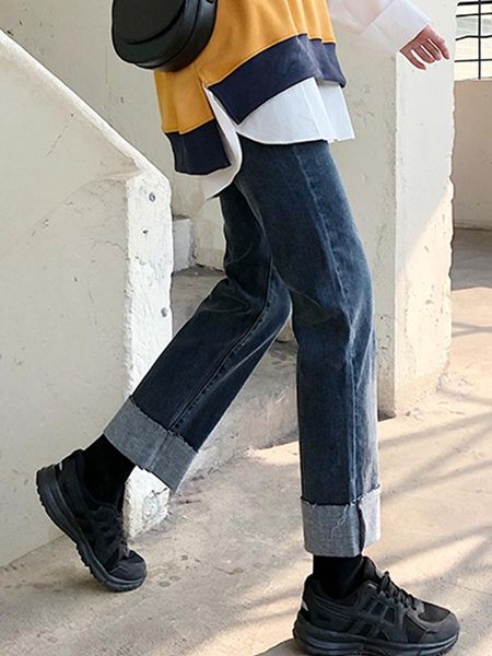 women's jeans crimped high waist spring and autumn 2021 hong kong style design straight tube loose nine point wide leg pants, Blue
women's jeans crimped high waist spring and autumn 2021 hong kong style design straight tube loose nine point wide leg pants, Blue