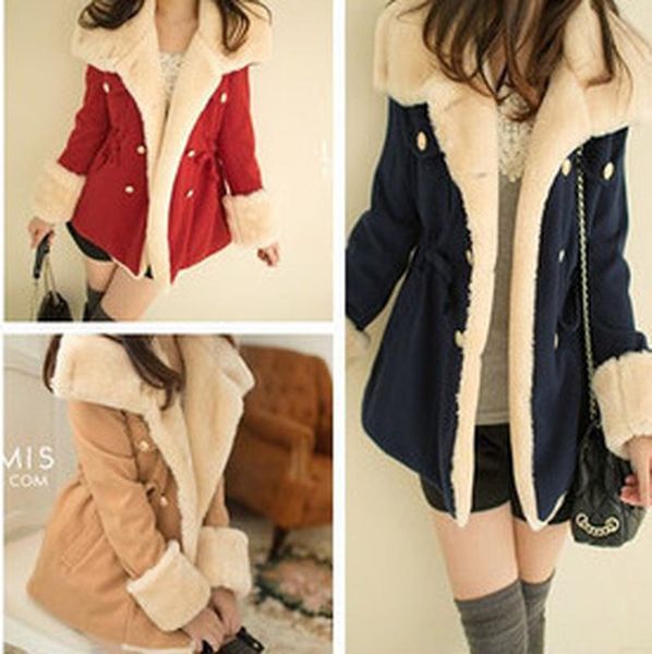 women's wool & blends long woolen coat autumn and winter korean version of the thick slim double-breasted student jacket, Black 
women's wool & blends long woolen coat autumn and winter korean version of the thick slim double-breasted student jacket, Black