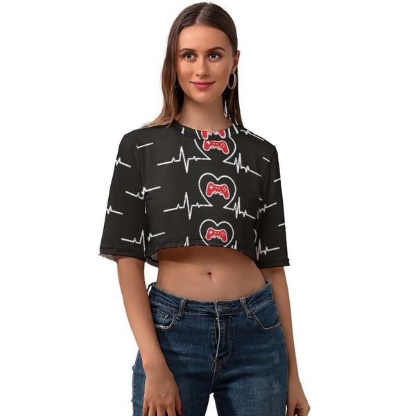 women's t-shirt heartbeat crop t shirt graphic ladies simple casual short sleeve o neck polyester tee, White
women's t-shirt heartbeat crop t shirt graphic ladies simple casual short sleeve o neck polyester tee, White