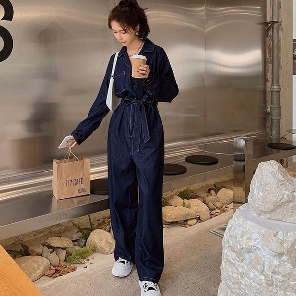 women's two piece pants autumn denim jumpsuit, White 
women's two piece pants autumn denim jumpsuit, White