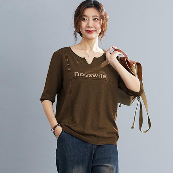 women's sweaters embroidered letter sweater women pure color autumn middle sleeves v-neck basic winter knitwear loose female pullover, White;black
women's sweaters embroidered letter sweater women pure color autumn middle sleeves v-neck basic winter knitwear loose female pullover, White;black