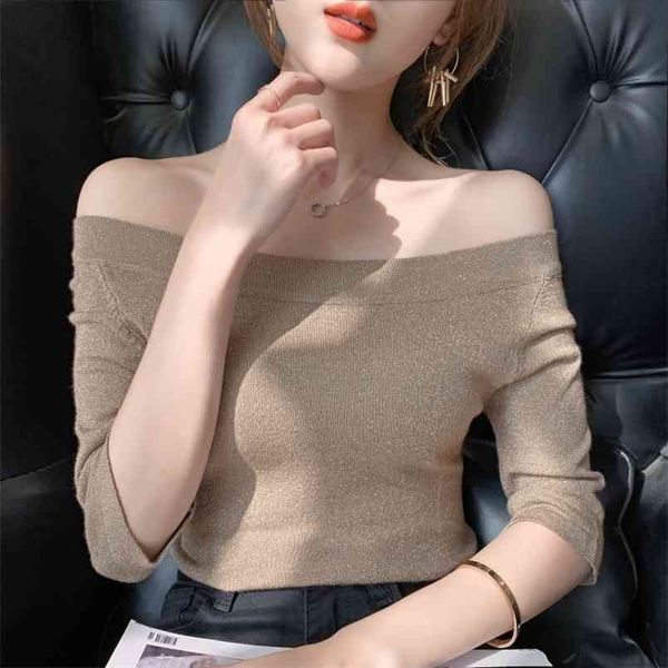 the spring summero-neck bright silk short sleeve sweater women's pullover slim bottoming shirt female t-shirt 210507, White
the spring summero-neck bright silk short sleeve sweater women's pullover slim bottoming shirt female t-shirt 210507, White