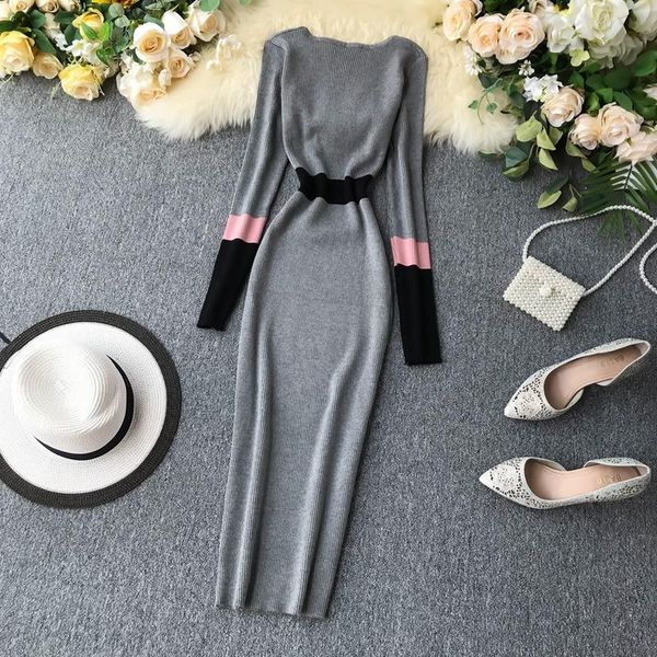 casual dresses amolapha women o neck hit color pachwork sheath slim knit long sleeve knitted dress vestidos, Black;gray
casual dresses amolapha women o neck hit color pachwork sheath slim knit long sleeve knitted dress vestidos, Black;gray