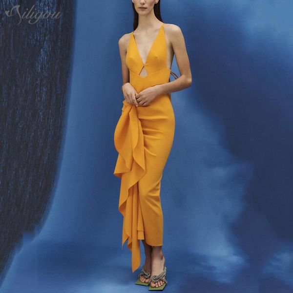 casual dresses ailigou 2021 r high-quality long dress orange red strapless backless ruffle ladies spaghetti strip club party, Black;gray
casual dresses ailigou 2021 r high-quality long dress orange red strapless backless ruffle ladies spaghetti strip club party, Black;gray