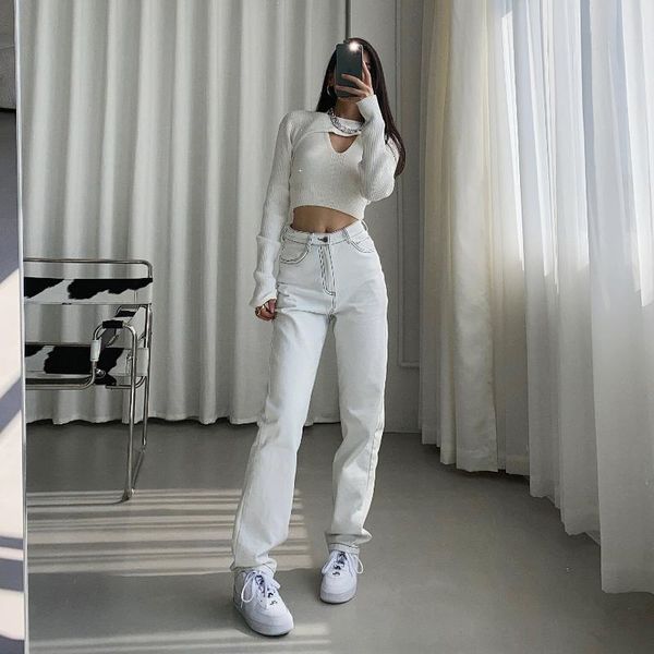 women's jeans fashion white for women high waist long streetwear trousers straight leg pants denim ladies baggy femme black, Blue
women's jeans fashion white for women high waist long streetwear trousers straight leg pants denim ladies baggy femme black, Blue