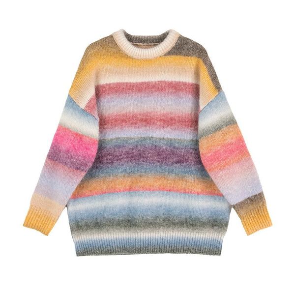 women's sweaters wllwlp fashion trend gradient striped sweater women autumn winter long sleeve round neck loose casual a845, White;black
women's sweaters wllwlp fashion trend gradient striped sweater women autumn winter long sleeve round neck loose casual a845, White;black