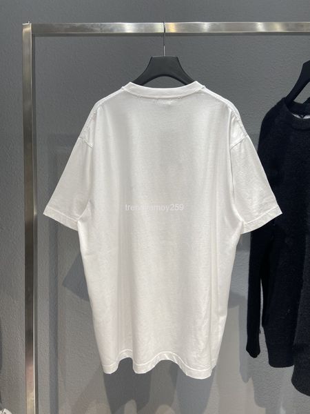 women's t-shirt spring and summer high version b family small love embroidery pullover round neck worn out effect men's women', White
women's t-shirt spring and summer high version b family small love embroidery pullover round neck worn out effect men's women', White